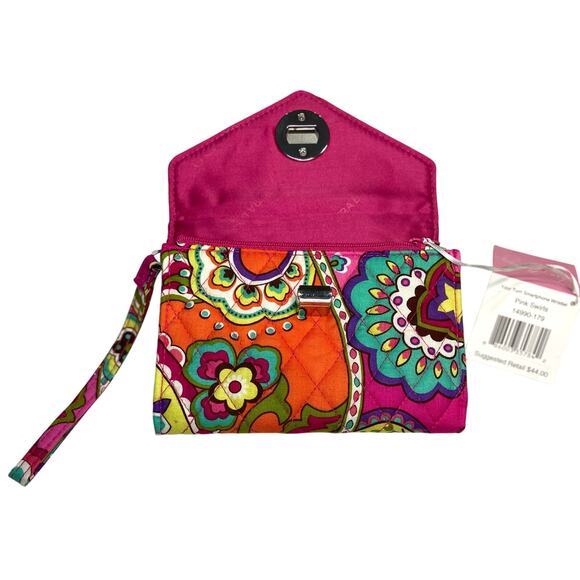 Vera Bradley Pink Swirls Your Turn Lock Smartphone Wristlet Wallet 14990-179 NWT - Picture 3 of 16